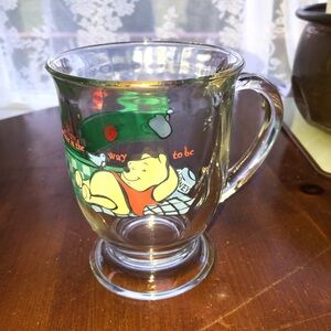 Vintage 90s Disney Winnie the Pooh glass cup- bother free is the way to be.
